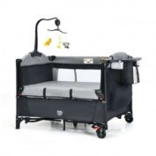 Costway 5 in 1 Baby Nursery Center Foldable Toddler Bedside Crib with Music Box-Black