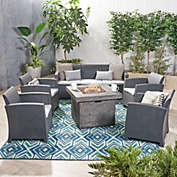 Contemporary Home Living 6pc Gray Outdoor Patio Chat Set with Fire Pit 67.5"