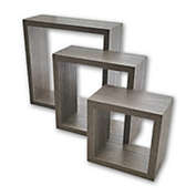 ITY International - Set of 3 Square Wooden Shelves, Taupe Grey