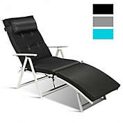 Costway Outdoor Lightweight Folding Chaise Lounge Chair-Black