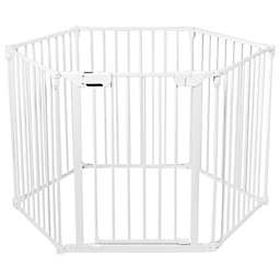 Slickblue 6 Panel Wall-mount Adjustable Baby Safe Metal  Fence Barrier-White