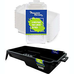Precision Defined 4-Inch Supreme Paint Roller Tray and Matching Tray Liner Set (10-Pack) Bundle
