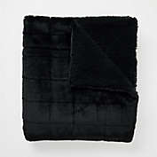 Dormify Quilted Faux Fur Sherpa Reversible Throw Blanket  - 50" x 60" -  Black