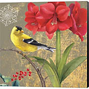 Great Art Now Winter Birds Goldfinch Collage by Beth Grove 12-Inch x 12-Inch Canvas Wall Art