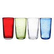 Whole Housewares Artisan Crafted Hand Blown Glass Tumblers,Colored Bubble Water Glasses,8.5 OZ of 4 Colors