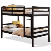 Slickblue Twin Bunk Bed Children Wooden Bunk Beds Solid Hardwood-Brown