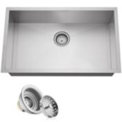 Miligoré 30" x 18" x 9" Deep Single Bowl Undermount Zero Radius Stainless Steel Kitchen Sink - Includes Drain