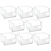 mDesign Plastic Home Office Storage Bin Container, Desk Organizer, 8 Pack, Clear