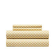 Chic Home Rylie Sheet Set Super Soft Geometric Polka Dot Pattern Print Design - Includes 1 Flat, 1 Fitted Sheet, and 2 Pillowcases - 4 Piece - King 108x102", Yellow