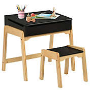 Slickblue Kids Activity Table and Chair Set with Storage Space for Homeschooling-Black