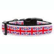 Mirage Pet Products Tiled Union Jack(UK Flag) Nylon Ribbon Dog Collar, Large