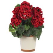 Nearly Natural 17" Artificial Geranium Silk Plant with White Pot