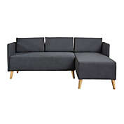 Contemporary Home Living 2pc Charcoal Gray and Brown Contemporary Chaise Sectional Couch Set 51"