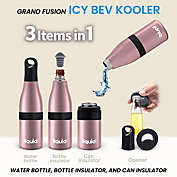 Grand Fusion 3in1 Stainless Insulated Bottle, Can and Water Cooler with Opener,Rose Gold