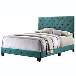 Passion Furniture Wooden Suffolk Green Full Panel Bed with Slat Support