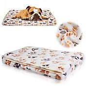 Kitcheniva Small Dog Cat Bed Soft Warm Sleep Mat Paw Print, White