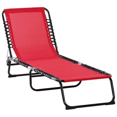 Outsunny Folding Chaise Lounge Chair Reclining Garden Sun Lounger with 4-Position Adjustable Backrest for Patio, Deck, and Poolside, Wine Red
