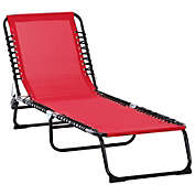 Outsunny Folding Chaise Lounge Chair Reclining Garden Sun Lounger with 4-Position Adjustable Backrest for Patio, Deck, and Poolside, Wine Red