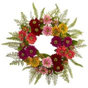 Nearly Natural Mixed Flower Artificial Wreath, 20-Inch, Unlit