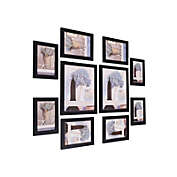 SONGMICS Picture Frames Set of 10 Frames with Glass Front - Two 8&quot; x 10&quot; in, Four 5&quot; x 7&quot; in, Four 4&quot; x 6&quot; in, Collage Photo Frames Wood Grain Black