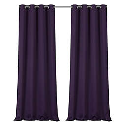 Kate Aurora 100% Hotel Thermal Blackout Purple Grommet Top Curtain Panels - 50 in. W x 45 in. L, Purple