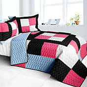 Blancho Bedding Modern Pink 3PC Vermicelli - Quilted Patchwork Quilt Set (Full/Queen Size)