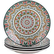 Infinity Merch 10.5" 4-Piece Dessert Plate Green Ceramic Bohemian Porcelain Tableware