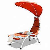 Costway Patio Hanging Swing Hammock Chaise Lounger Chair with Canopy-Orange