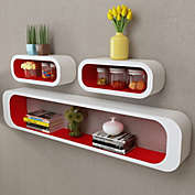 vidaXL 3 White-Red MDF Floating Wall Display Shelf Cubes Book/DVD Storage