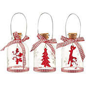 Juvale Hanging Glass Christmas Tree Ornaments, Rustic Glass Decorations (2.4 x 4 x 2.4 in, 3 Pack)