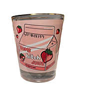 Neverending Stickers - 1.5oz Shot Glass - Gold Rim - Pink Strawberry Juice - Kawaii