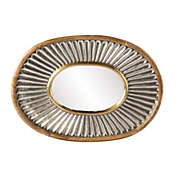 Southern Enterprises 33" Brown and Clear Contemporary Wooden Framed Oval Wall Mirror
