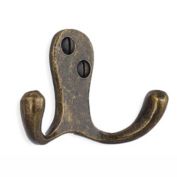 Smedbo Double Coat Hook 1 3/4", Antique Brass