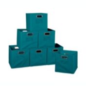 Niche Cubo Set of 12 Foldable Fabric Storage Bin with Built-in Chrome Handles - Teal