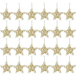 Juvale Star Christmas Tree Ornaments, Holiday Decorations (Gold, 6 x 1 x 5.7 in, 24 Pack)