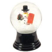 Alexander Taron 5" Black and White Perzy Snow Globe Medium Snowman with Gift Decoration