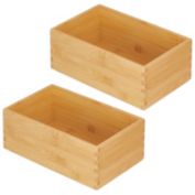 mDesign Bamboo Stackable Kitchen Drawer Organizer Tray