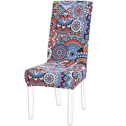 PiccoCasa Washable Spandex Dining Chair Cover, 1 Piece, Medium Blue And Red