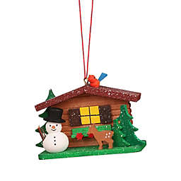 Alexander Taron Christian Ulbricht Ornament - Cottage with Snowman - 2H x 3.25W x 1D