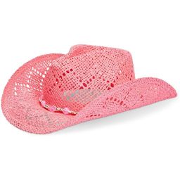 Zodaca Pink Cowboy Hat for Women, Straw Beach Hat (Adult Size)