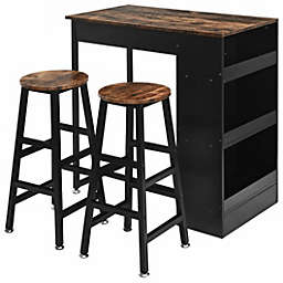 Costway-CA 3 Pieces Bar Table Set with Storage