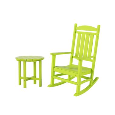 WestinTrends 2-Piece Classic Porch Rocking Chair With Side Table Set, Lime. View a larger version of this product image.