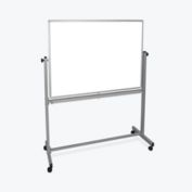Luxor Mobile White Double Sided 48W" x 36H" Reversible Dry-Erase Adjustable Magnetic Whiteboard Easel With Silver Frame, 4 Casters