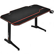 Costway 55 Inches T-Shaped Gaming Desk with Full Desk Mouse Pad and Gaming Handle Rack