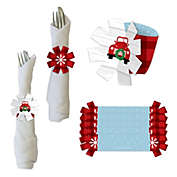 Big Dot of Happiness Merry Little Christmas Tree - Red Truck Christmas Party Paper Napkin Holder - Napkin Rings - Set of 24