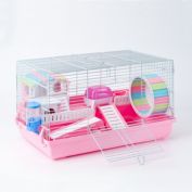 Robotime MewooFun Large Hamster Cage Gerbil Haven Habitat Small Animal Cage (Pink)