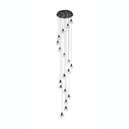 Elegant Lighting Luxurious Eren Adjustable Hanging 18 Lights Pendant for Living Room, Kitchen, Bedroom & Hallway, Black