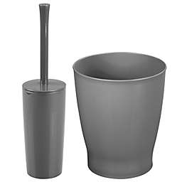 mDesign Toilet Bowl Brush and Wastebasket Combo - Set of 2