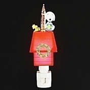 Peanuts 7 Inch Snoopy Xmas Doghouse Bubble Night Light with Woodstock