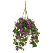 HomPlanti 30" Mixed Bougainvillea Artificial Plant Hanging Basket